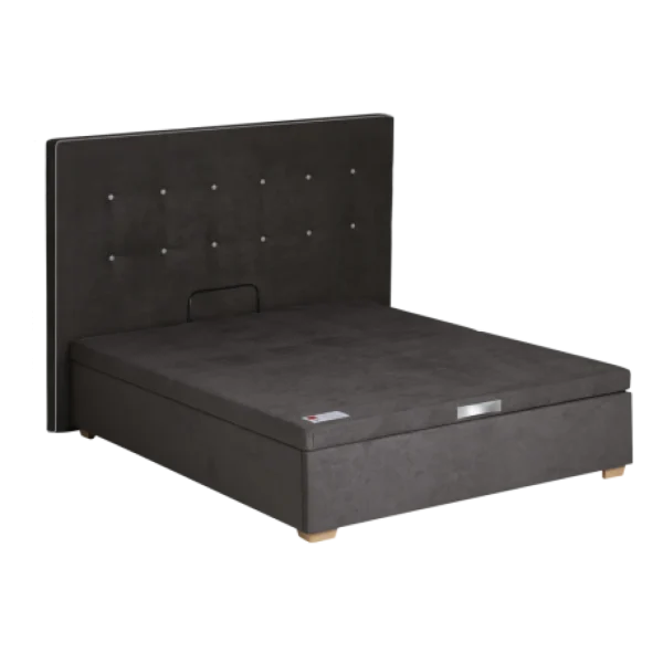 authentiques Ensemble Lit Coffre Epeda HERCULE 2 En 1 – Velours Gris Béton 180×200… 4