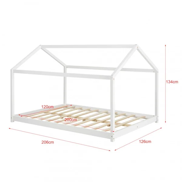 En.casa Lit D’Enfant Forme Maison Cerro Avec Matelas Mousse à Froid 120 X 200… site en ligne 5