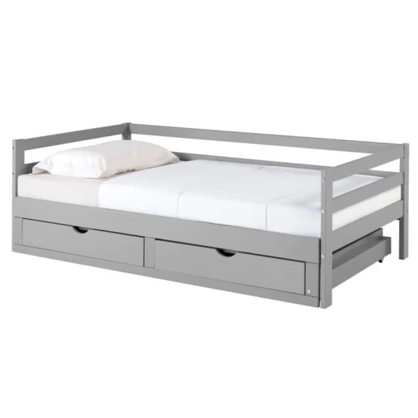 BUT Lit Gigogne 90/180×190 Cm BLOOM Gris Boutique 1