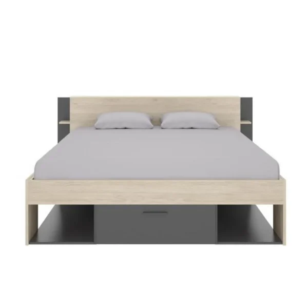 CSTORE SAX Lit Adulte – 140×190 Cm – 3 Tiroirs + Tete De Lit Avec Rangement -… Prix très abordable 3