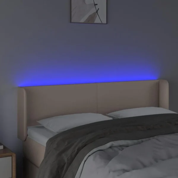soldes ligne VidaXL Tête De Lit à LED Cappuccino 147x16x78/88 Cm Similicuir 4