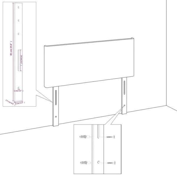 magasin solde VidaXL Tête De Lit Avec Oreilles Gris Foncé 163x23x78/88 Cm Velours 6