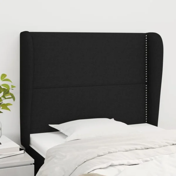 VidaXL Tête De Lit Avec Oreilles Noir 93x23x118/128 Cm Tissu Paiement sécurisé 1