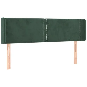 VidaXL Tête De Lit Avec Oreilles Vert Foncé 147x16x78/88 Cm Velours Nouveau 9